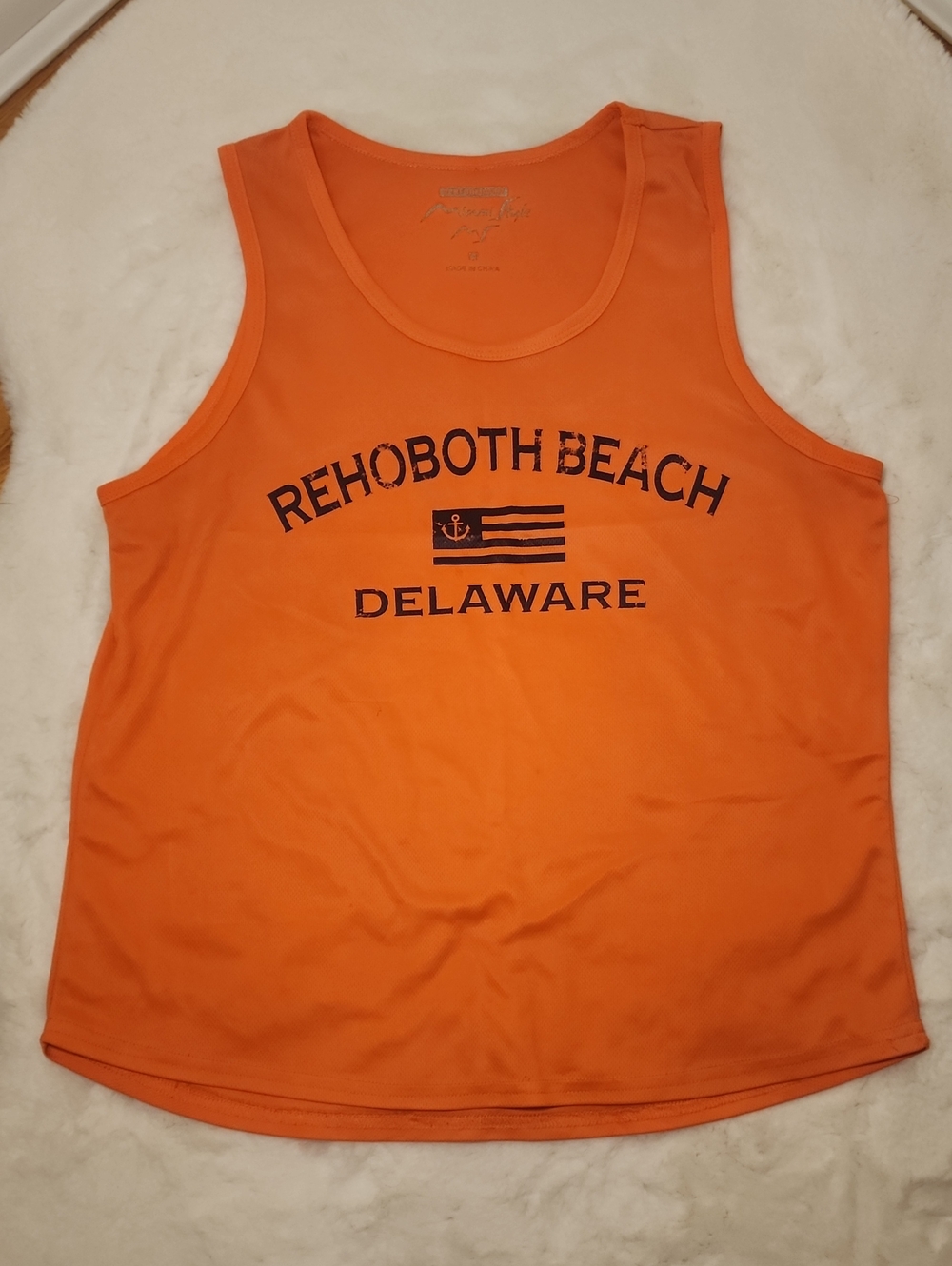 MIAMI STYLE Men's "Rehoboth Beach Delaware" Orange Tank Top Sleeveless Size M